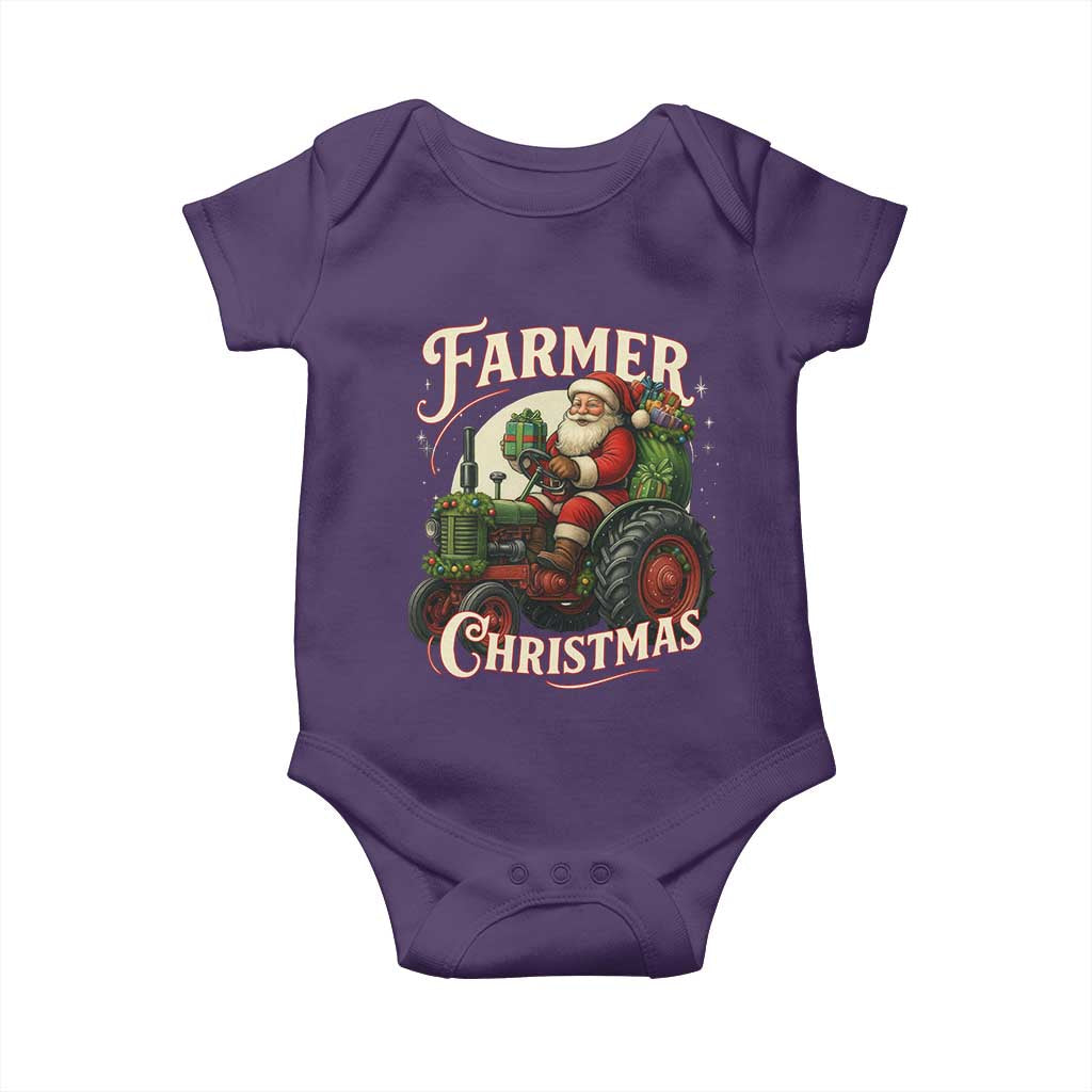 Funny Farmer Christmas Xmas Santa Farm Tractor Baby Onesie - Wonder Print Shop
