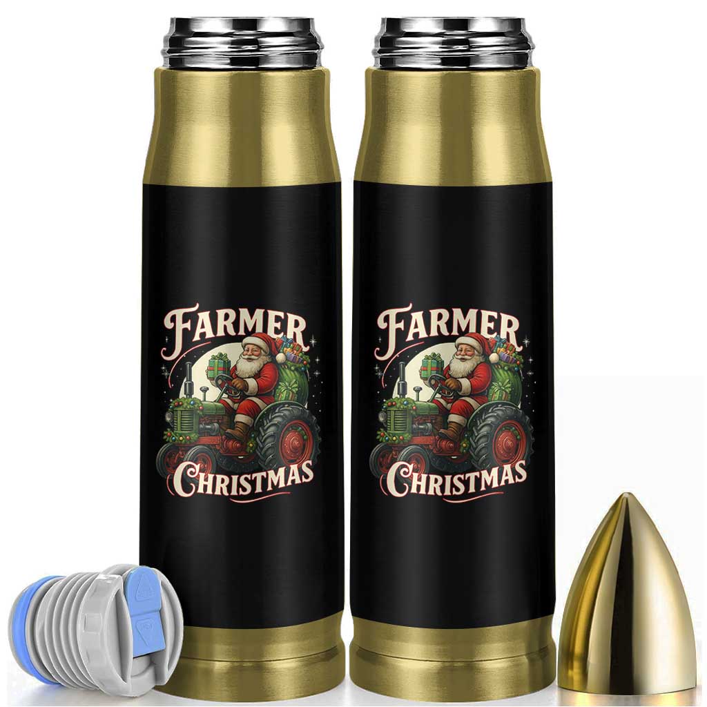 Funny Farmer Christmas Xmas Santa Farm Tractor Bullet Tumbler - Wonder Print Shop