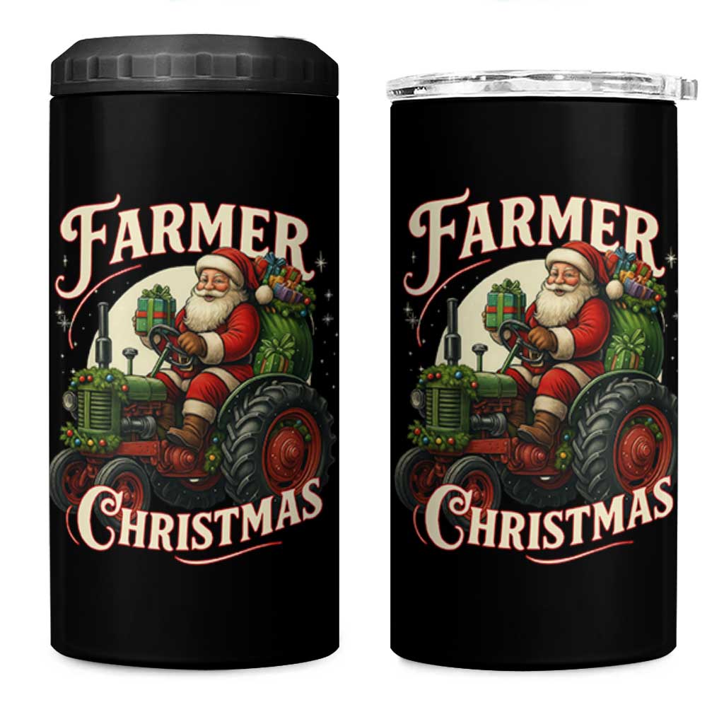 Funny Farmer Christmas Xmas Santa Farm Tractor 4 in 1 Can Cooler Tumbler - Wonder Print Shop