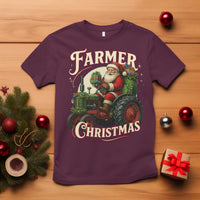 Funny Farmer Christmas Xmas Santa Farm Tractor T Shirt - Wonder Print Shop