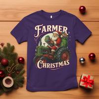 Funny Farmer Christmas Xmas Santa Farm Tractor T Shirt - Wonder Print Shop