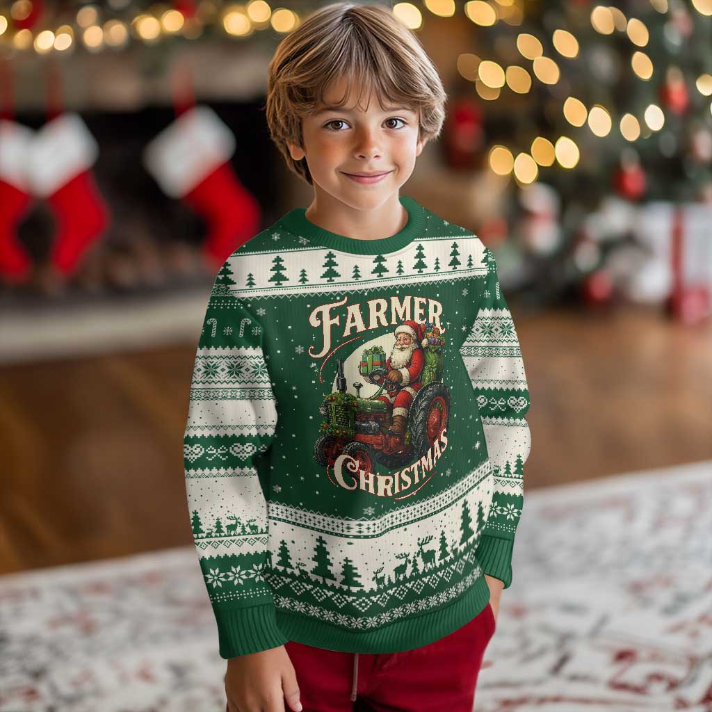 Funny Farmer Christmas Xmas Santa Farm Tractor Ugly Christmas Sweater - Wonder Print Shop