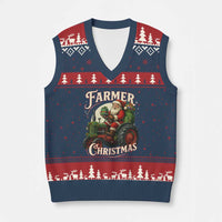 Funny Farmer Christmas Xmas Santa Farm Tractor V-Neck Knit Sweater Vest - Wonder Print Shop