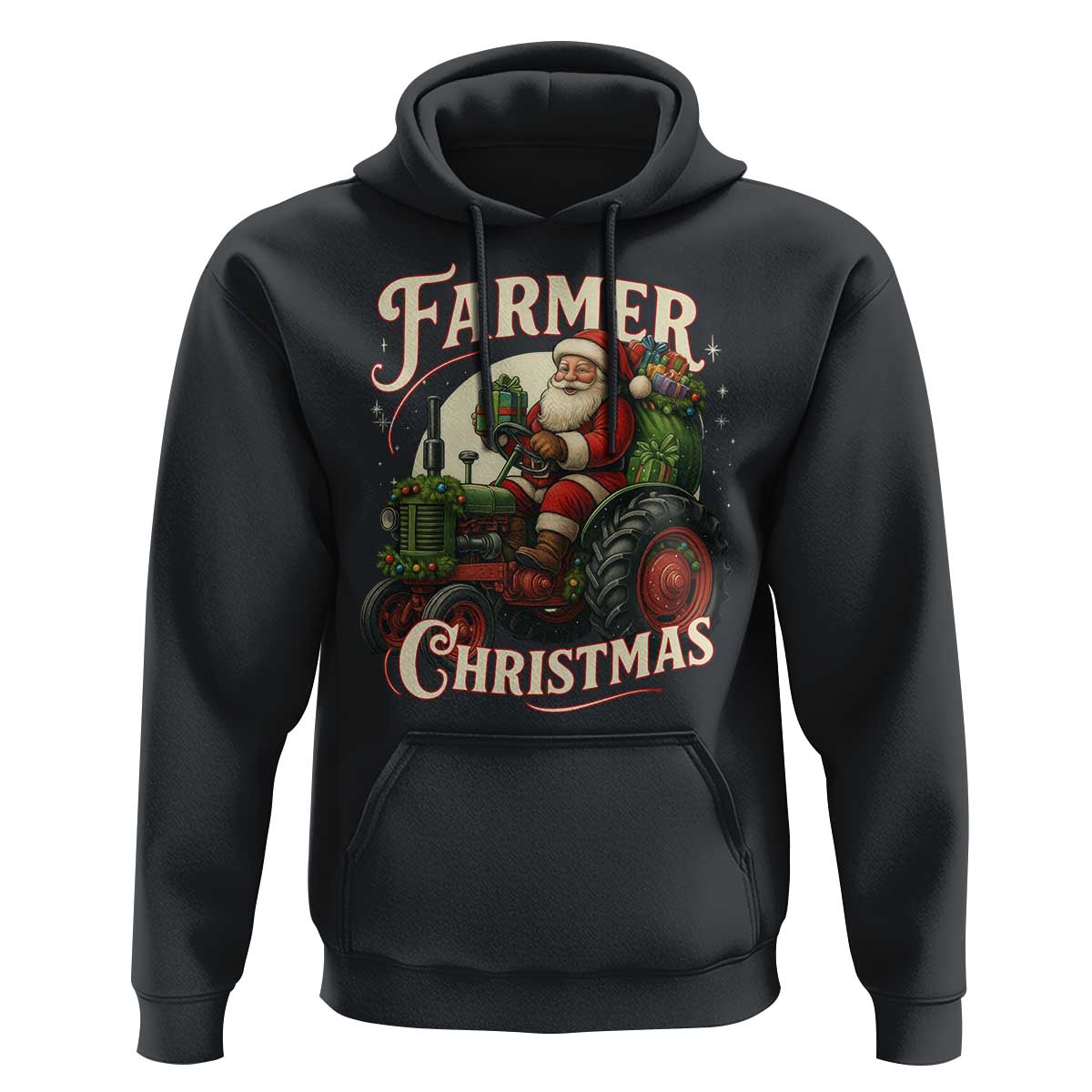 Funny Farmer Christmas Xmas Santa Farm Tractor Hoodie - Wonder Print Shop