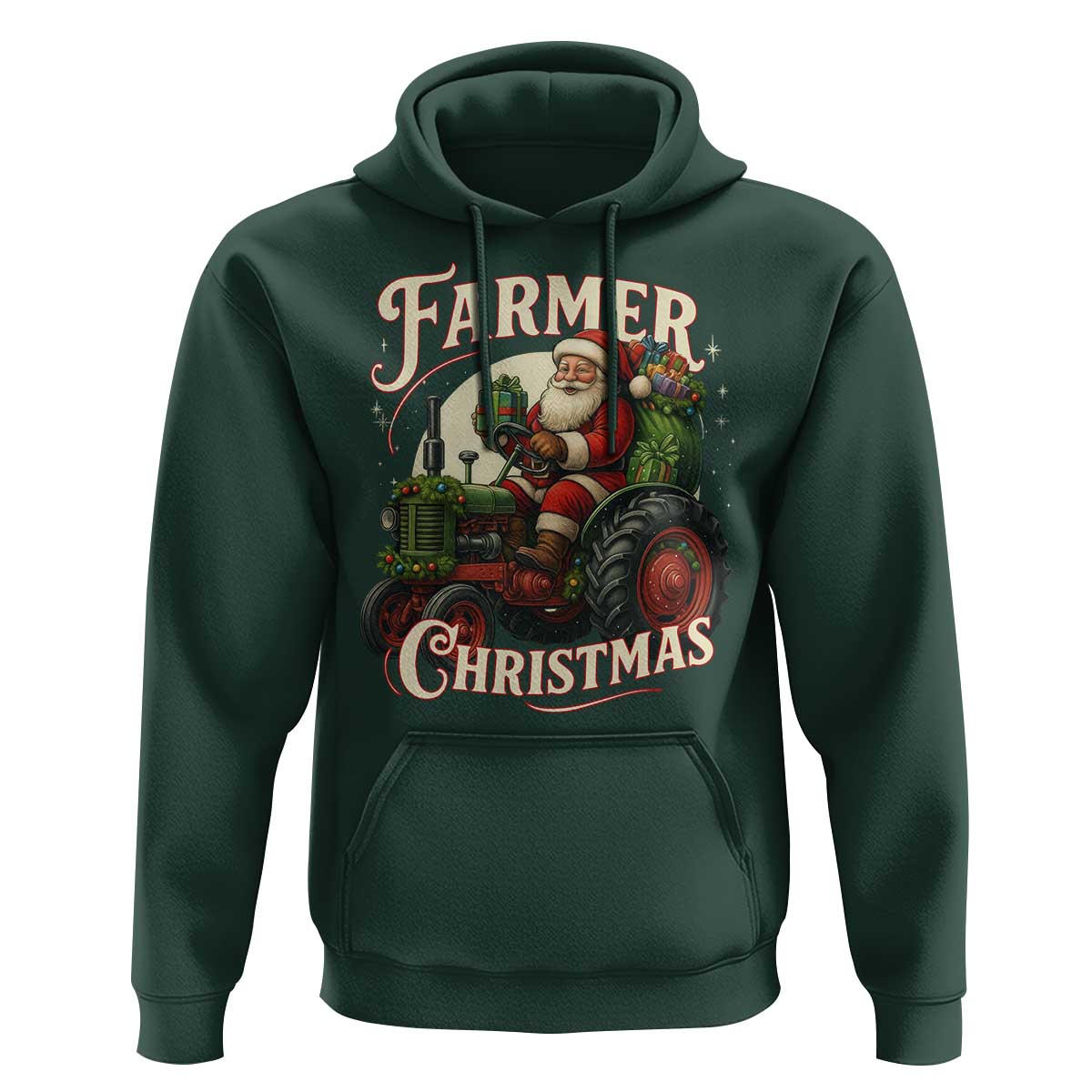 Funny Farmer Christmas Xmas Santa Farm Tractor Hoodie - Wonder Print Shop