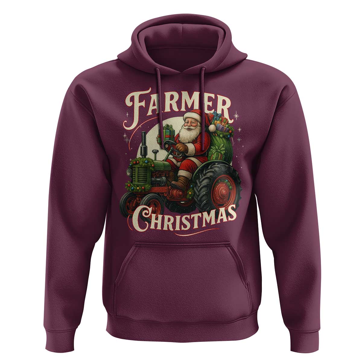 Funny Farmer Christmas Xmas Santa Farm Tractor Hoodie - Wonder Print Shop