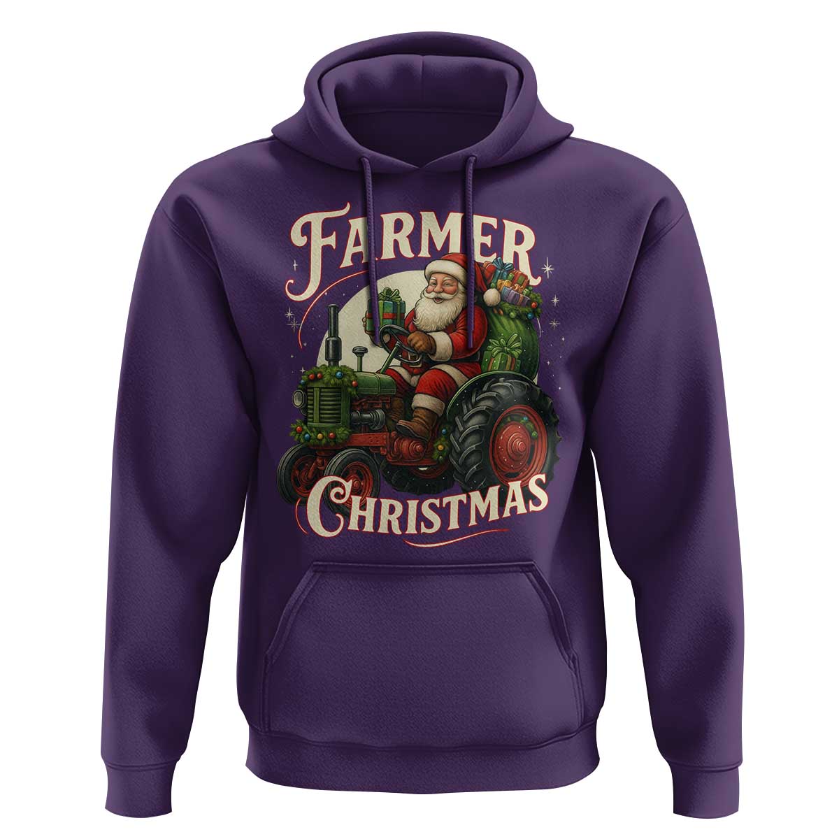 Funny Farmer Christmas Xmas Santa Farm Tractor Hoodie - Wonder Print Shop
