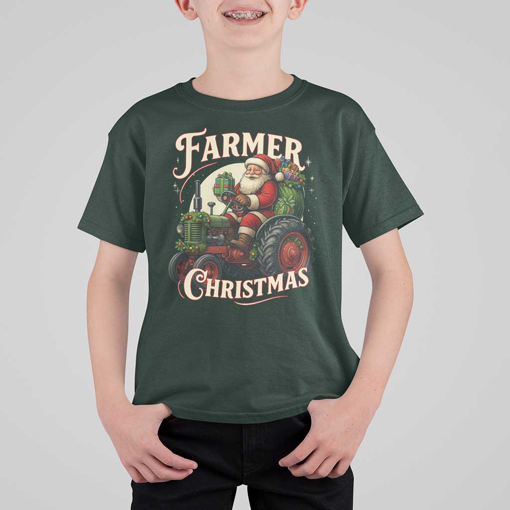 Funny Farmer Christmas Xmas Santa Farm Tractor T Shirt For Kid - Wonder Print Shop