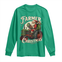 Funny Farmer Christmas Xmas Santa Farm Tractor Long Sleeve Shirt - Wonder Print Shop