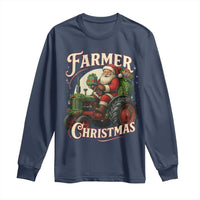 Funny Farmer Christmas Xmas Santa Farm Tractor Long Sleeve Shirt - Wonder Print Shop