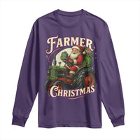 Funny Farmer Christmas Xmas Santa Farm Tractor Long Sleeve Shirt - Wonder Print Shop