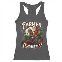 Funny Farmer Christmas Xmas Santa Farm Tractor Racerback Tank Top - Wonder Print Shop