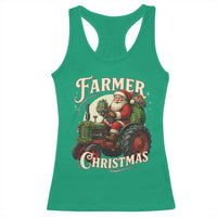 Funny Farmer Christmas Xmas Santa Farm Tractor Racerback Tank Top - Wonder Print Shop