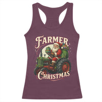 Funny Farmer Christmas Xmas Santa Farm Tractor Racerback Tank Top - Wonder Print Shop