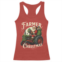 Funny Farmer Christmas Xmas Santa Farm Tractor Racerback Tank Top - Wonder Print Shop