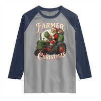 Funny Farmer Christmas Xmas Santa Farm Tractor Raglan Shirt - Wonder Print Shop