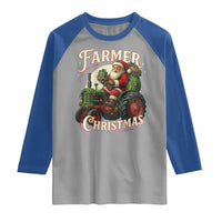 Funny Farmer Christmas Xmas Santa Farm Tractor Raglan Shirt - Wonder Print Shop