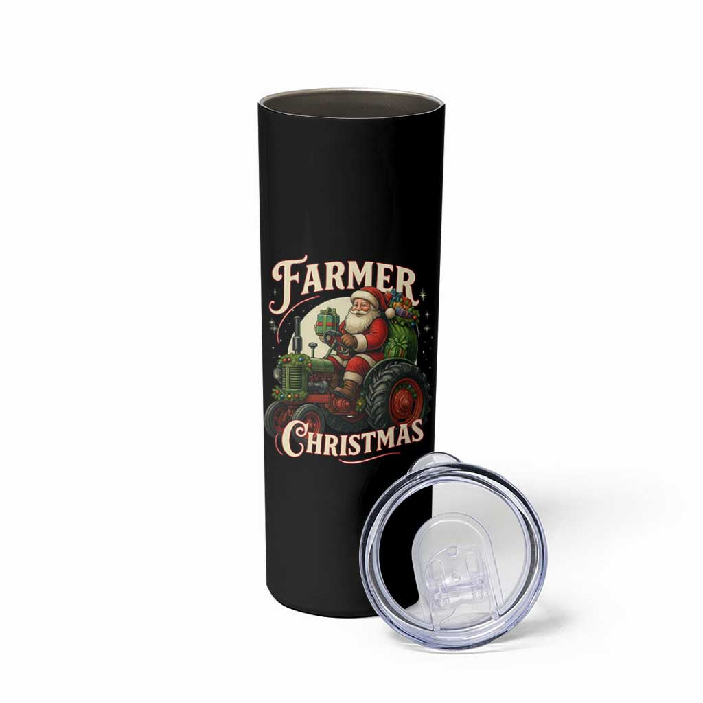 Funny Farmer Christmas Xmas Santa Farm Tractor Skinny Tumbler - Wonder Print Shop