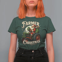 Funny Farmer Christmas Xmas Santa Farm Tractor T Shirt For Women - Wonder Print Shop
