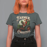 Funny Farmer Christmas Xmas Santa Farm Tractor T Shirt For Women - Wonder Print Shop