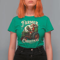 Funny Farmer Christmas Xmas Santa Farm Tractor T Shirt For Women - Wonder Print Shop