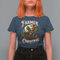 Funny Farmer Christmas Xmas Santa Farm Tractor T Shirt For Women - Wonder Print Shop