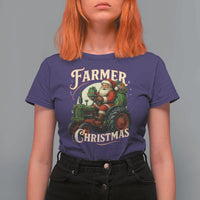Funny Farmer Christmas Xmas Santa Farm Tractor T Shirt For Women - Wonder Print Shop