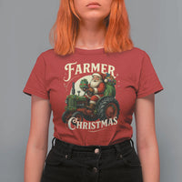 Funny Farmer Christmas Xmas Santa Farm Tractor T Shirt For Women - Wonder Print Shop