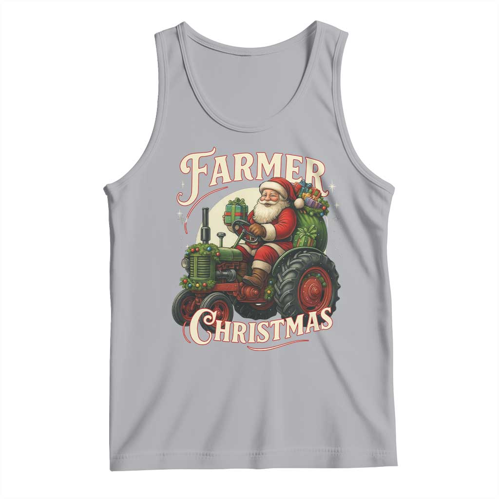 Funny Farmer Christmas Xmas Santa Farm Tractor Tank Top - Wonder Print Shop