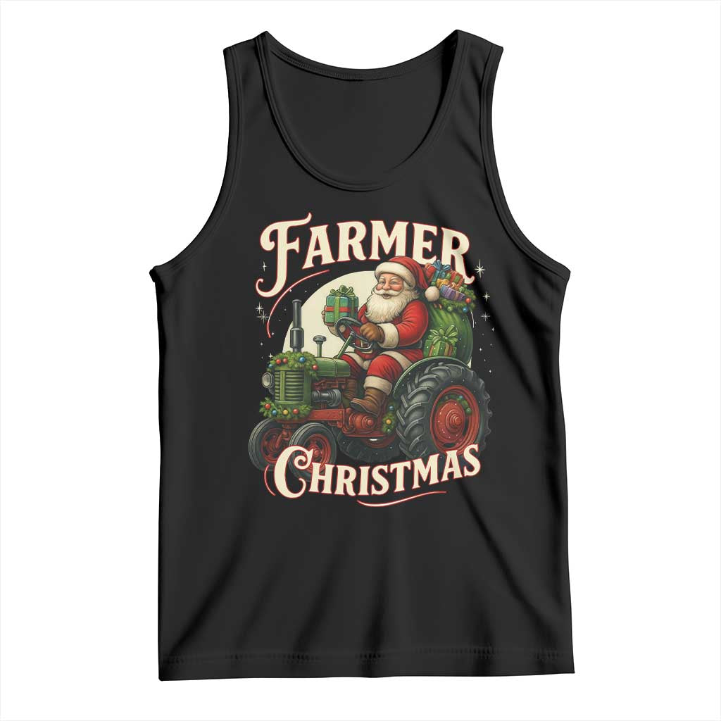 Funny Farmer Christmas Xmas Santa Farm Tractor Tank Top - Wonder Print Shop