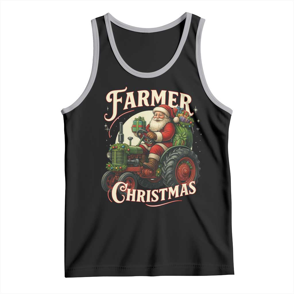 Funny Farmer Christmas Xmas Santa Farm Tractor Tank Top - Wonder Print Shop