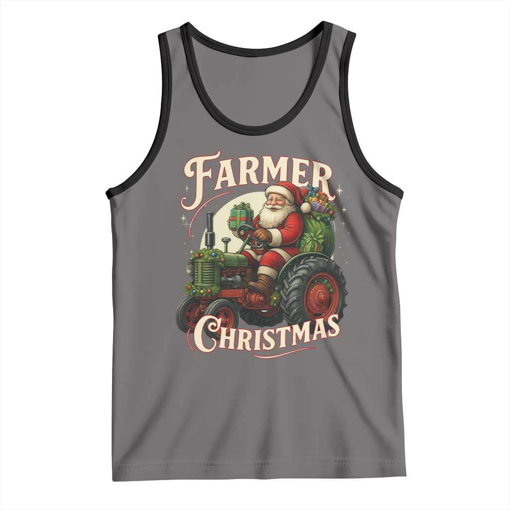 Funny Farmer Christmas Xmas Santa Farm Tractor Tank Top - Wonder Print Shop