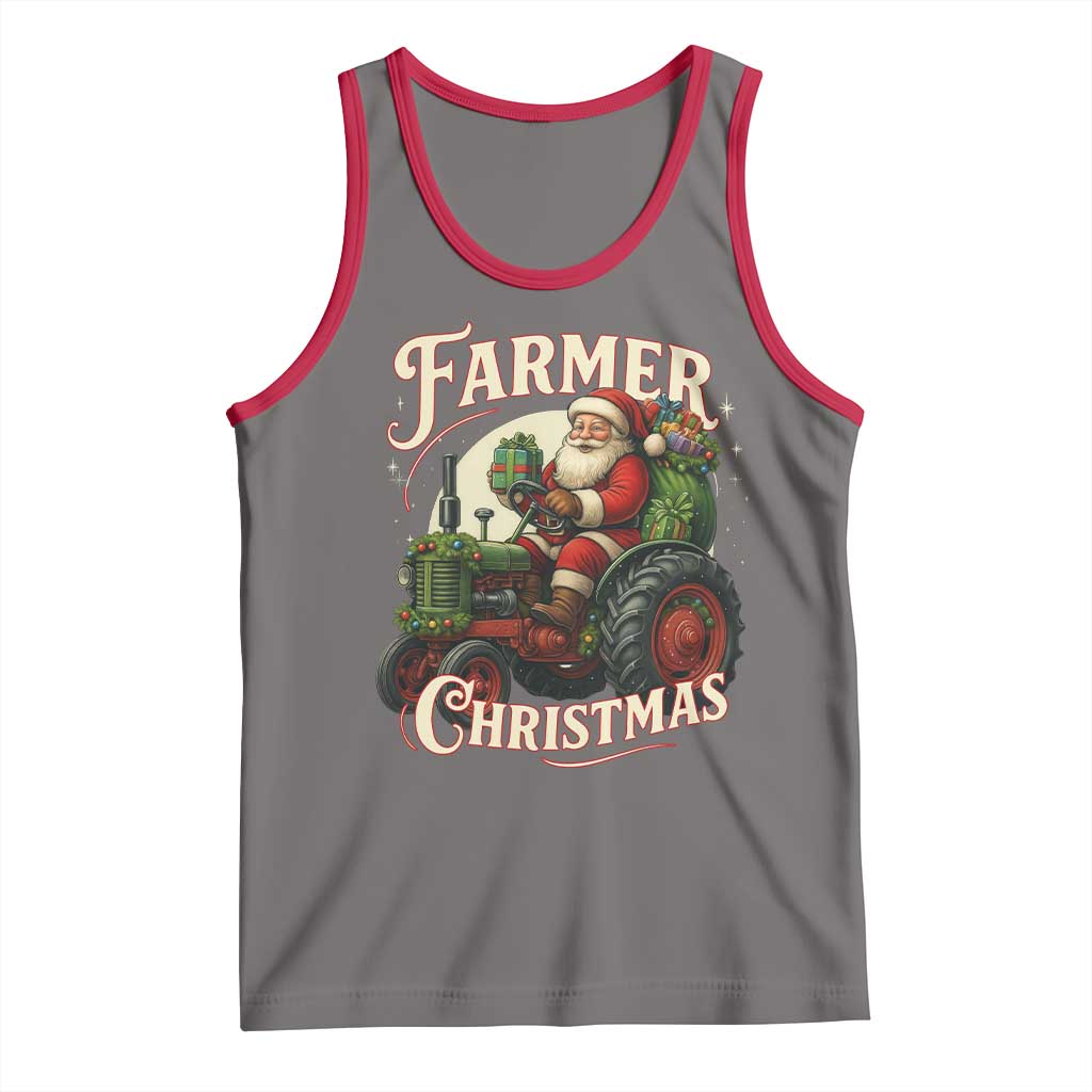 Funny Farmer Christmas Xmas Santa Farm Tractor Tank Top - Wonder Print Shop