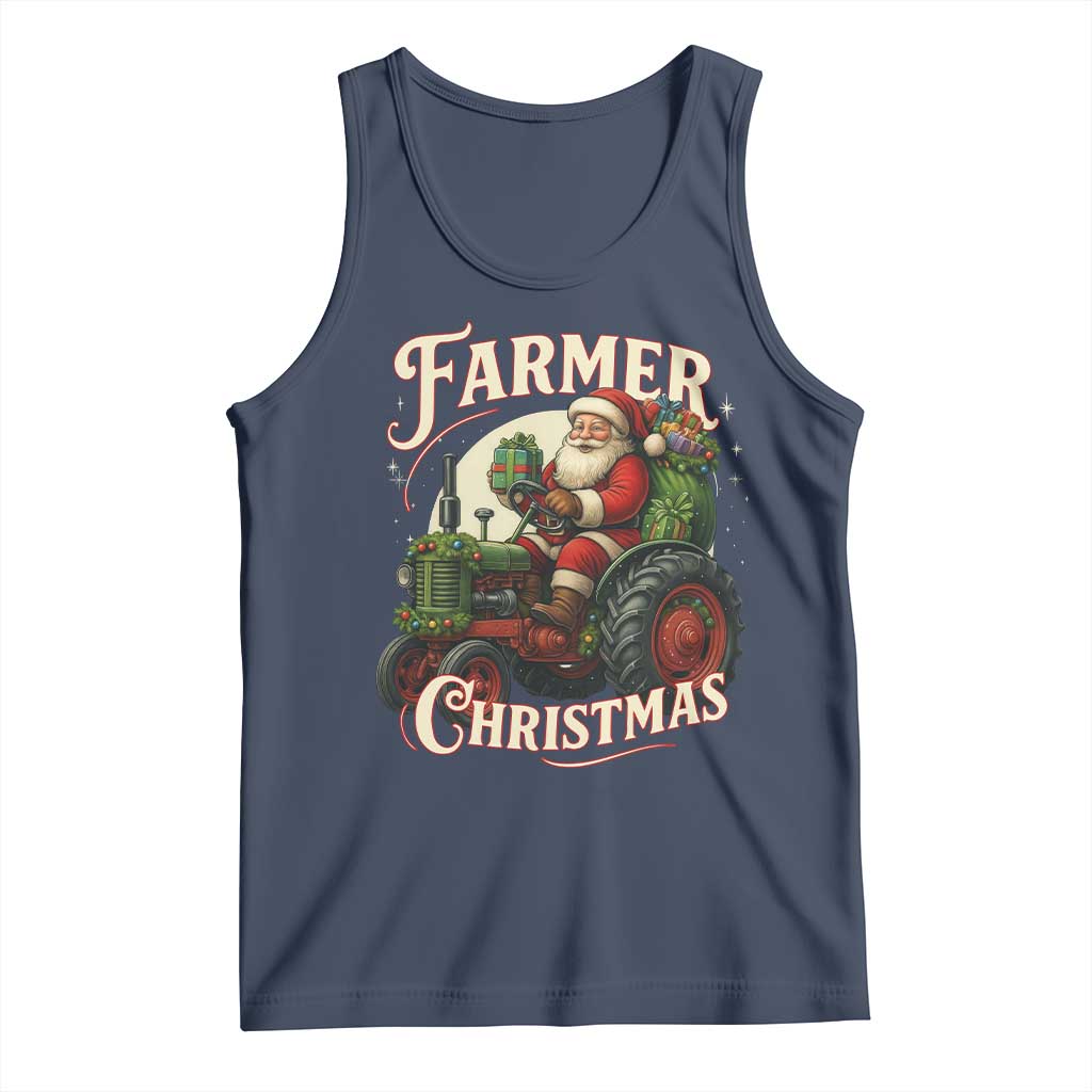 Funny Farmer Christmas Xmas Santa Farm Tractor Tank Top - Wonder Print Shop