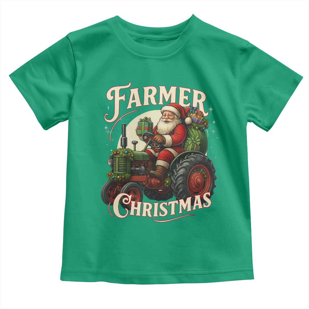Funny Farmer Christmas Xmas Santa Farm Tractor Toddler T Shirt - Wonder Print Shop