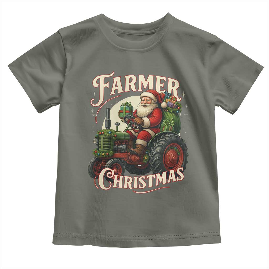 Funny Farmer Christmas Xmas Santa Farm Tractor Toddler T Shirt - Wonder Print Shop