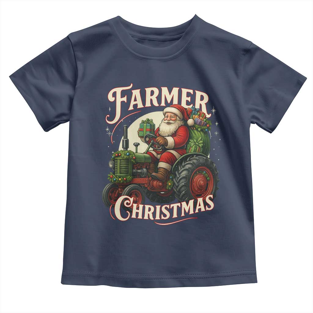 Funny Farmer Christmas Xmas Santa Farm Tractor Toddler T Shirt - Wonder Print Shop