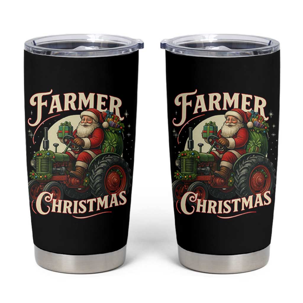 Funny Farmer Christmas Xmas Santa Farm Tractor Tumbler Cup - Wonder Print Shop