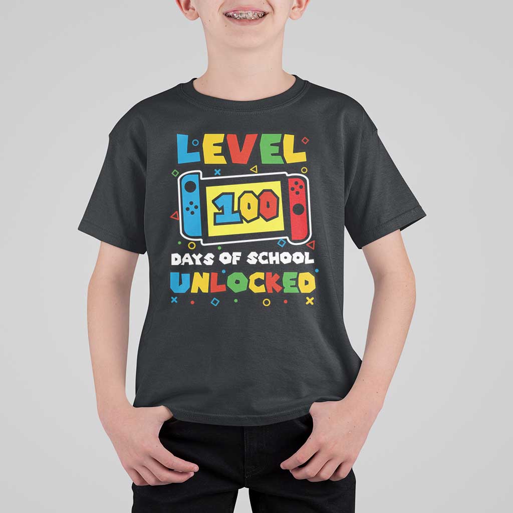 Level 100 Days Of School Unlocked T Shirt For Kid Happy 100TH Days Of School Gaming - Wonder Print Shop