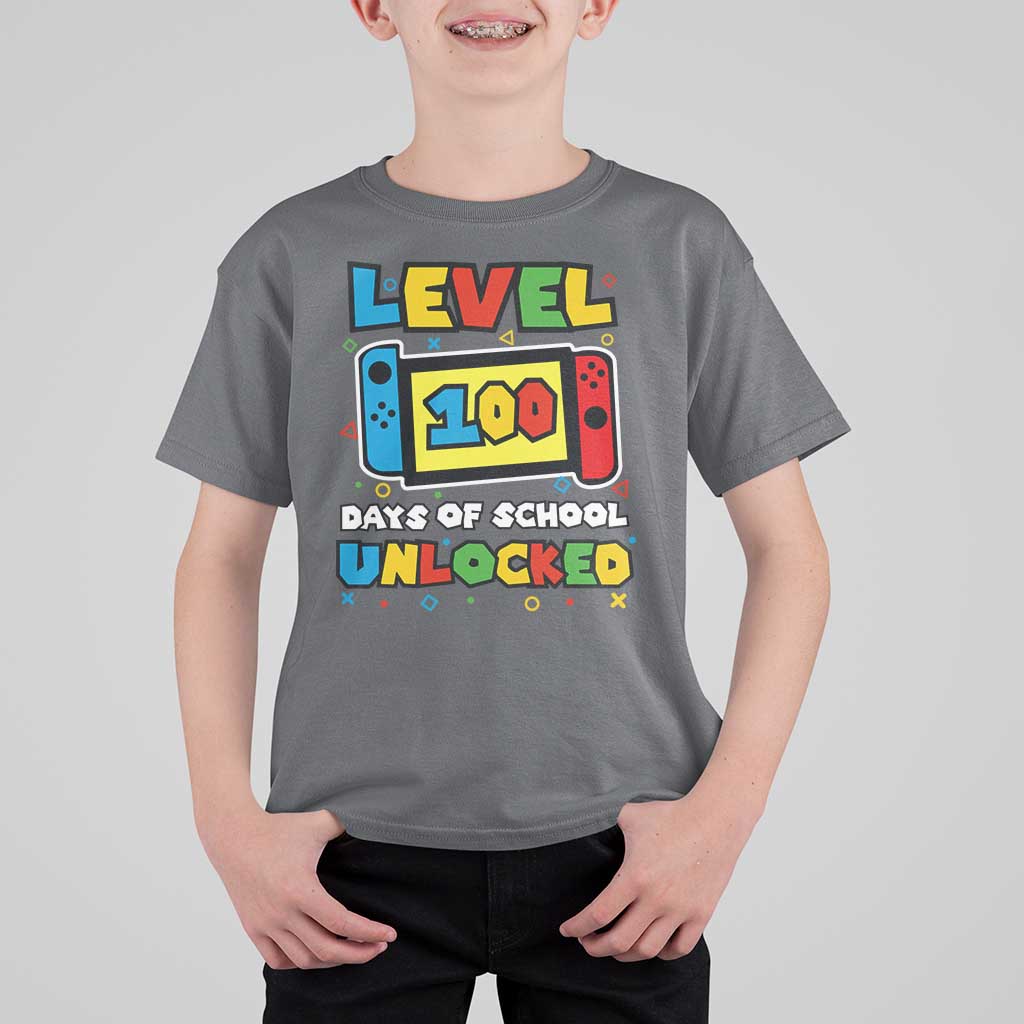 Level 100 Days Of School Unlocked T Shirt For Kid Happy 100TH Days Of School Gaming - Wonder Print Shop