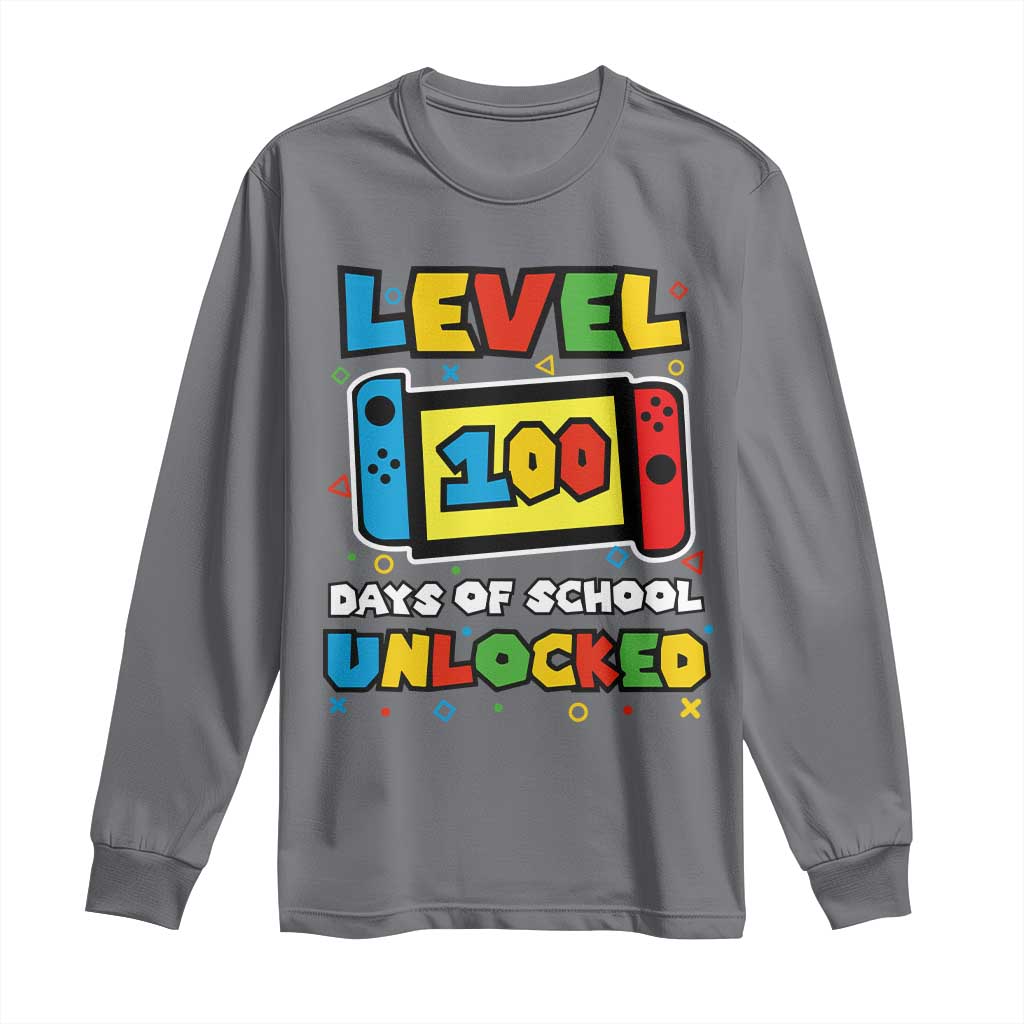 Level 100 Days Of School Unlocked Long Sleeve Shirt Happy 100TH Days Of School Gaming