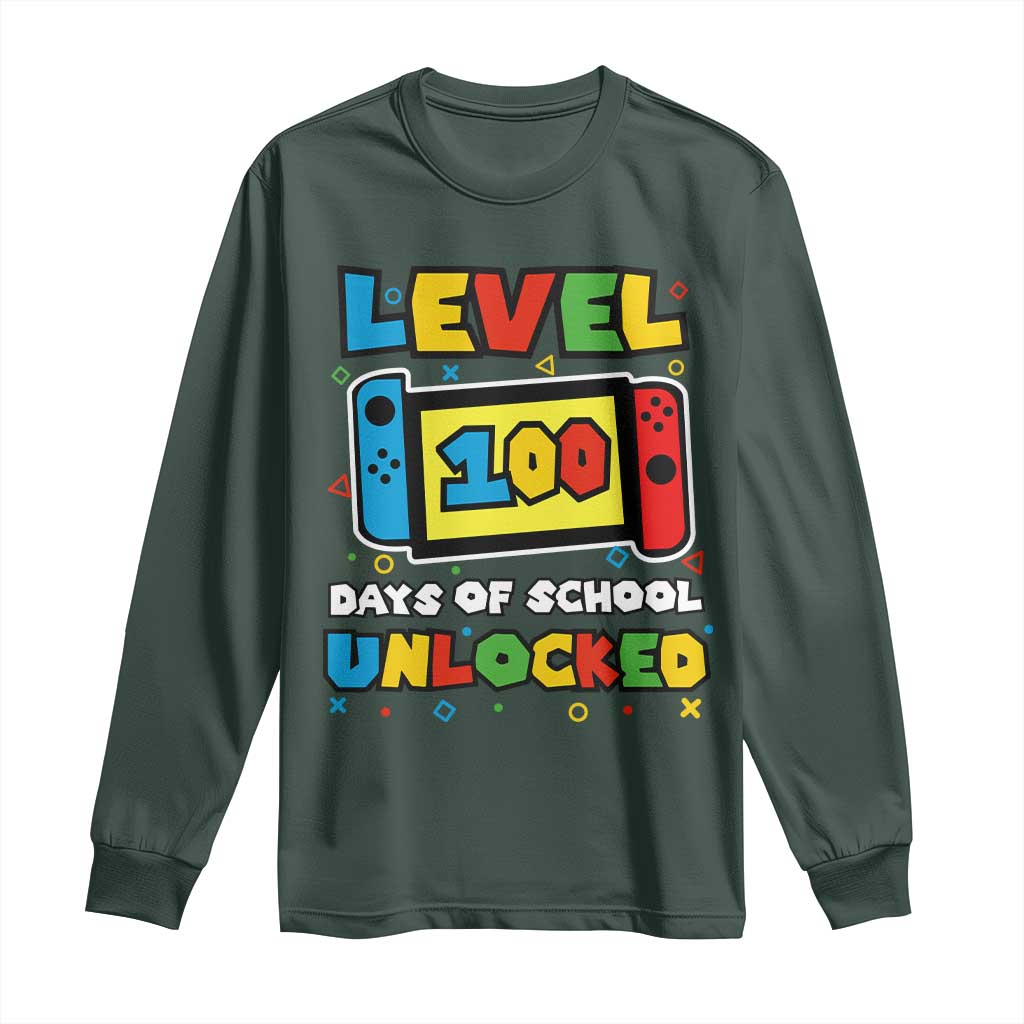 Level 100 Days Of School Unlocked Long Sleeve Shirt Happy 100TH Days Of School Gaming