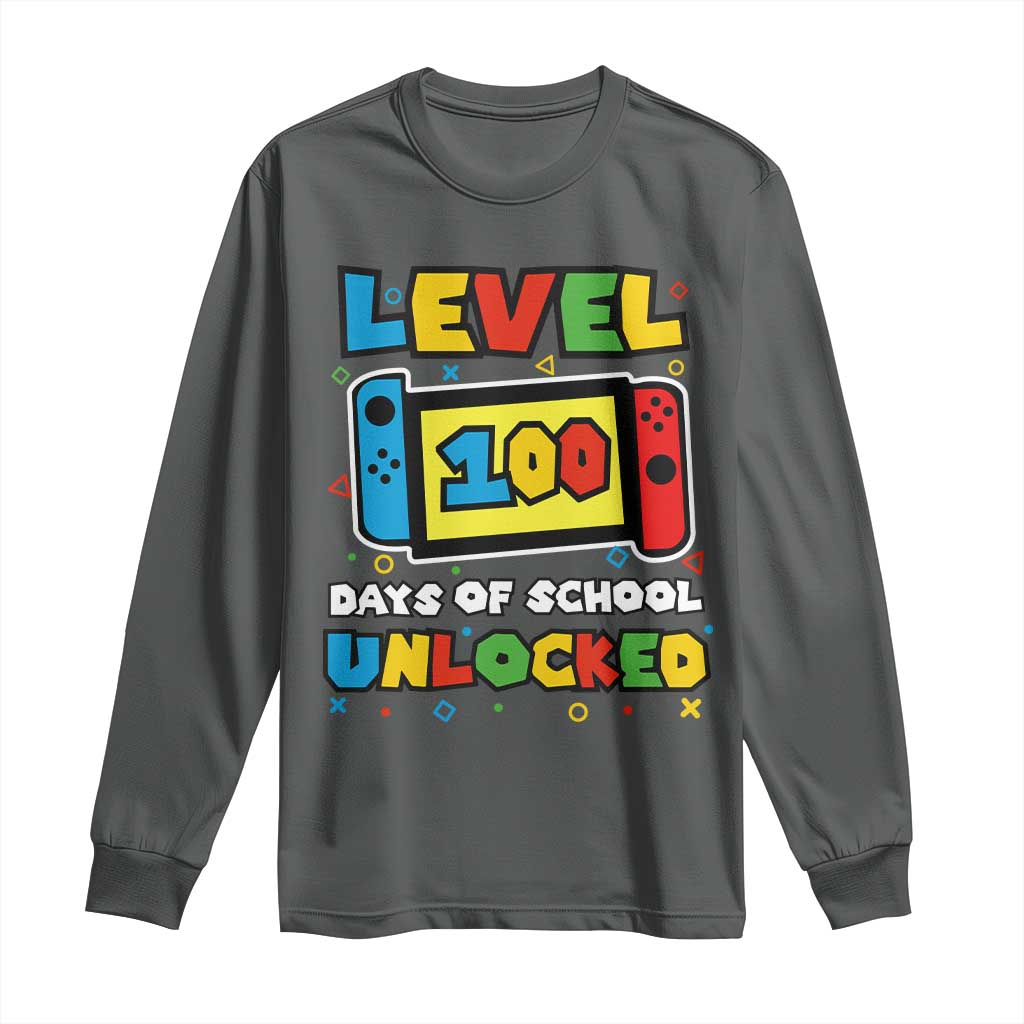 Level 100 Days Of School Unlocked Long Sleeve Shirt Happy 100TH Days Of School Gaming