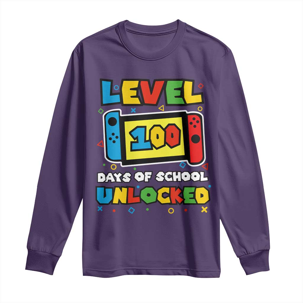 Level 100 Days Of School Unlocked Long Sleeve Shirt Happy 100TH Days Of School Gaming