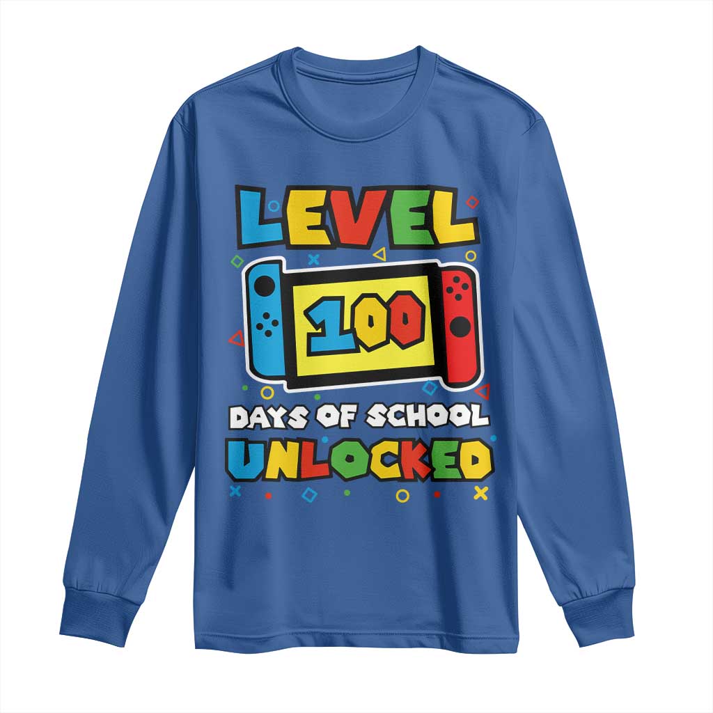 Level 100 Days Of School Unlocked Long Sleeve Shirt Happy 100TH Days Of School Gaming