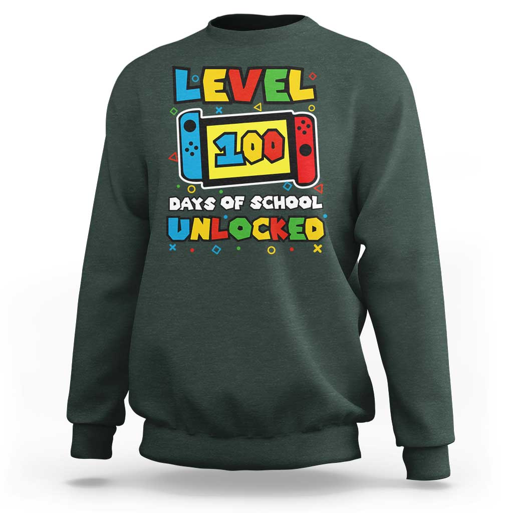 Level 100 Days Of School Unlocked Sweatshirt Happy 100TH Days Of School Gaming - Wonder Print Shop
