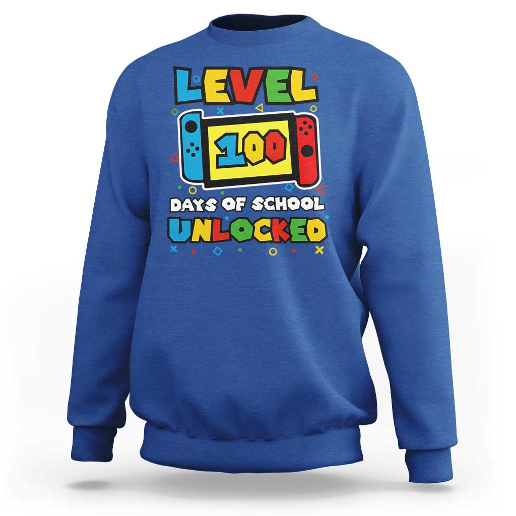Level 100 Days Of School Unlocked Sweatshirt Happy 100TH Days Of School Gaming - Wonder Print Shop