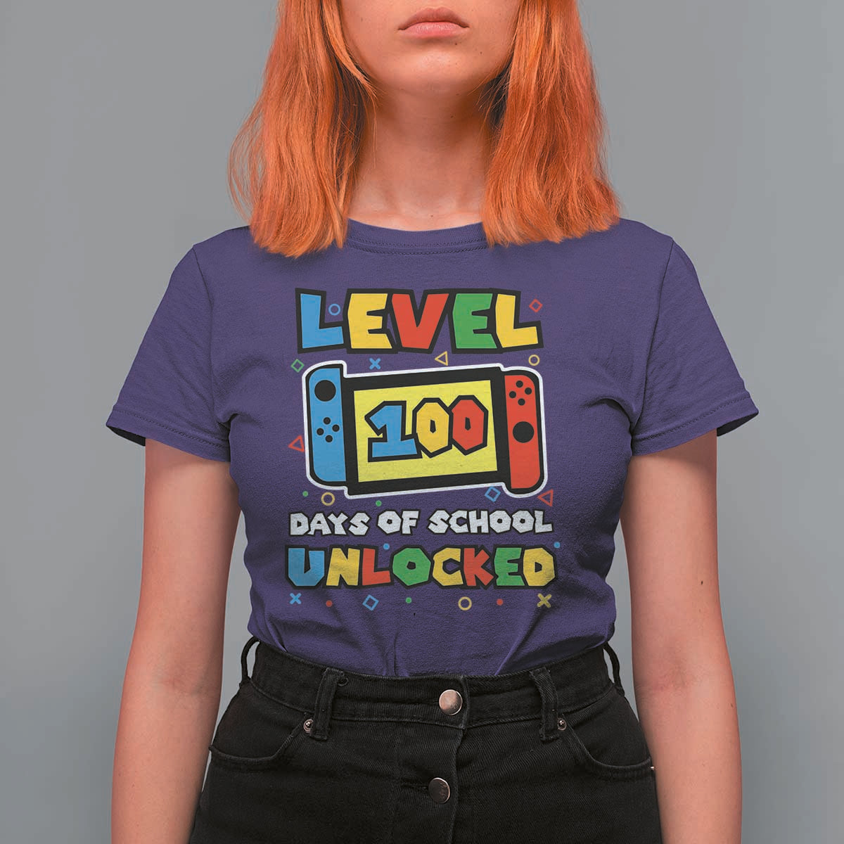 Level 100 Days Of School Unlocked T Shirt For Women Happy 100TH Days Of School Gaming - Wonder Print Shop