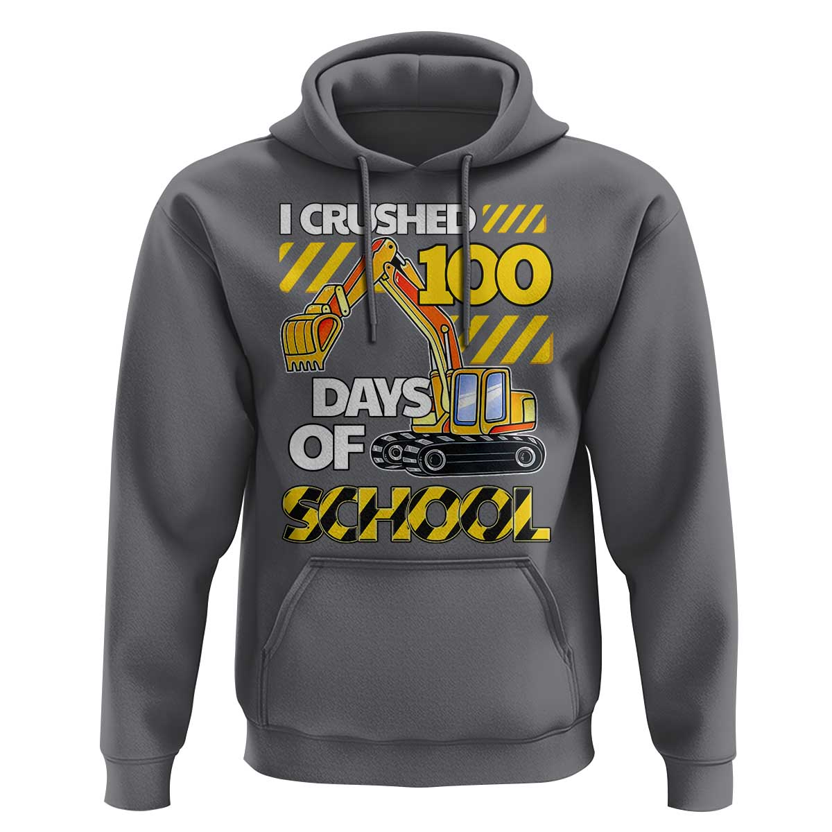 I Crushed 100 Days Of School Hoodie Construction Vehicle Excavators