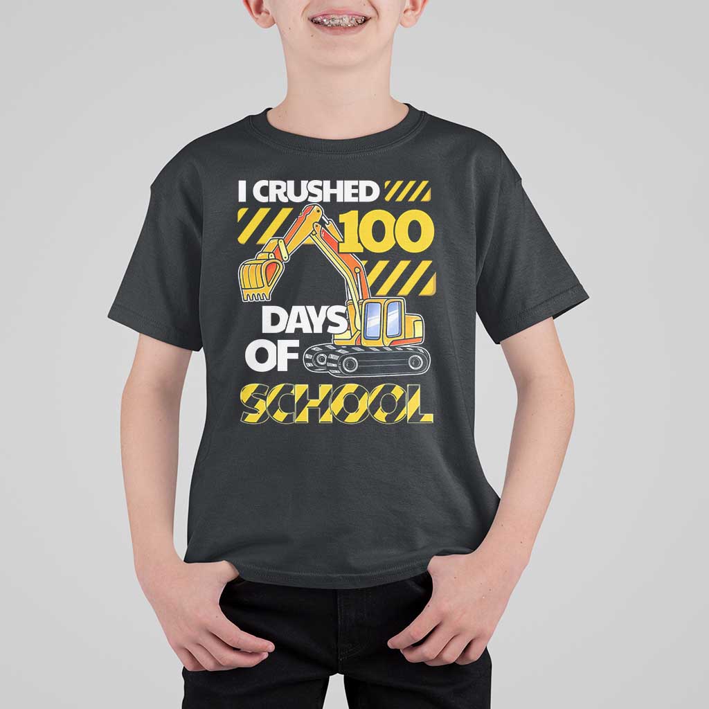 I Crushed 100 Days Of School T Shirt For Kid Construction Vehicle Excavators